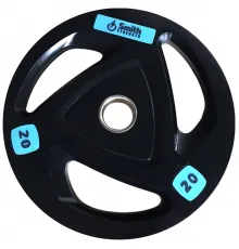 Диск для штанги Smith WP085-20 c 3-м хватом, обрезиненный, 20кг